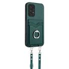 For Samsung Galaxy A53 5G R20 Crossbody Rope Ring Card Holder Phone Case(Green) - 2
