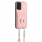 For Samsung Galaxy A13 4G R20 Crossbody Rope Ring Card Holder Phone Case(Pink) - 2