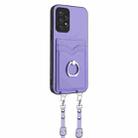For Samsung Galaxy A52 R20 Crossbody Rope Ring Card Holder Phone Case(Purple) - 2