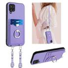 For Samsung Galaxy A12 R20 Crossbody Rope Ring Card Holder Phone Case(Purple) - 1
