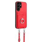 For Samsung Galaxy S24 Ultra 5G R20 Crossbody Rope Ring Card Holder Phone Case(Red) - 2