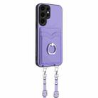 For Samsung Galaxy S24 Ultra 5G R20 Crossbody Rope Ring Card Holder Phone Case(Purple) - 2