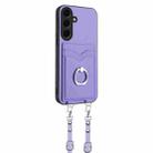For Samsung Galaxy S24+ 5G R20 Crossbody Rope Ring Card Holder Phone Case(Purple) - 2