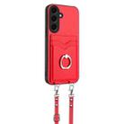 For Samsung Galaxy S24 5G R20 Crossbody Rope Ring Card Holder Phone Case(Red) - 2