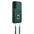 For Samsung Galaxy S24 5G R20 Crossbody Rope Ring Card Holder Phone Case(Green) - 2