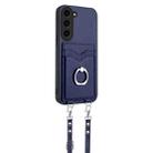 For Samsung Galaxy S23+ 5G R20 Crossbody Rope Ring Card Holder Phone Case(Blue) - 2