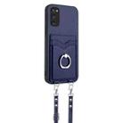 For Samsung Galaxy S20 FE R20 Crossbody Rope Ring Card Holder Phone Case(Blue) - 2