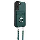 For Samsung Galaxy S21 FE 5G R20 Crossbody Rope Ring Card Holder Phone Case(Green) - 2