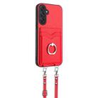 For Samsung Galaxy M55 / C55 5G R20 Crossbody Rope Ring Card Holder Phone Case(Red) - 2