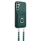 For Samsung Galaxy F15 / M15 R20 Crossbody Rope Ring Card Holder Phone Case(Green) - 2