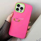 For iPhone 15 Pro Smile Face PC Hybrid TPU Phone Case(Rose Red) - 1