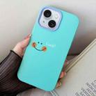 For iPhone 15 Plus Smile Face PC Hybrid TPU Phone Case(Sky Cyan) - 1