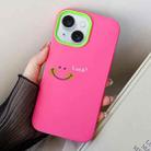 For iPhone 15 Plus Smile Face PC Hybrid TPU Phone Case(Rose Red) - 1