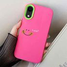 For iPhone XR Smile Face PC Hybrid TPU Phone Case(Rose Red) - 1