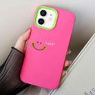 For iPhone 12 mini Smile Face PC Hybrid TPU Phone Case(Rose Red) - 1