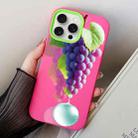 For iPhone 15 Pro Max Grape Pattern PC Hybrid TPU Phone Case(Rose Red) - 1