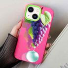 For iPhone 15 Plus Grape Pattern PC Hybrid TPU Phone Case(Rose Red) - 1