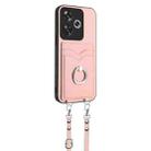 For Xiaomi Poco F6 5G India R20 Crossbody Rope Ring Card Holder Phone Case(Pink) - 2