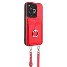 For Xiaomi Poco F6 5G India R20 Crossbody Rope Ring Card Holder Phone Case(Red) - 2