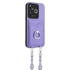 For Xiaomi Poco F6 5G India R20 Crossbody Rope Ring Card Holder Phone Case(Purple) - 2