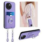 For Xiaomi Civi 4 Pro 5G R20 Crossbody Rope Ring Card Holder Phone Case(Purple) - 1