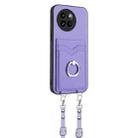 For Xiaomi Civi 4 Pro 5G R20 Crossbody Rope Ring Card Holder Phone Case(Purple) - 2