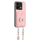 For Xiaomi Poco X6 R20 Crossbody Rope Ring Card Holder Phone Case(Pink) - 2