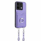 For Xiaomi Poco X6 R20 Crossbody Rope Ring Card Holder Phone Case(Purple) - 2