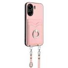 For Xiaomi Poco C65 R20 Crossbody Rope Ring Card Holder Phone Case(Pink) - 2