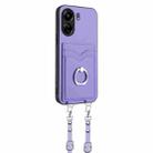 For Xiaomi Poco C65 R20 Crossbody Rope Ring Card Holder Phone Case(Purple) - 2