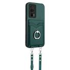 For Xiaomi Poco F5 Pro 5G R20 Crossbody Rope Ring Card Holder Phone Case(Green) - 2