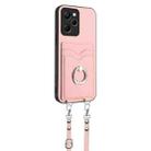 For Xiaomi Poco X5 Pro R20 Crossbody Rope Ring Card Holder Phone Case(Pink) - 2