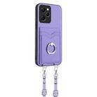 For Xiaomi Poco X5 Pro R20 Crossbody Rope Ring Card Holder Phone Case(Purple) - 2