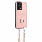 For Xiaomi Poco X5 R20 Crossbody Rope Ring Card Holder Phone Case(Pink) - 2