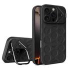 For iPhone 16 Pro Lens Frame Holder MagSafe PC Hybrid TPU Phone Case(Black) - 1