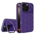 For iPhone 16 Pro Lens Frame Holder MagSafe PC Hybrid TPU Phone Case(Purple) - 1