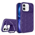 For iPhone 16 Plus Lens Frame Holder MagSafe PC Hybrid TPU Phone Case(Purple) - 1