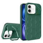 For iPhone 16 Lens Frame Holder MagSafe PC Hybrid TPU Phone Case(Deep Green) - 1