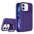For iPhone 16 Lens Frame Holder MagSafe PC Hybrid TPU Phone Case(Purple) - 1