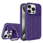 For iPhone 15 Pro Max Lens Frame Holder MagSafe PC Hybrid TPU Phone Case(Purple) - 1