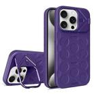 For iPhone 15 Pro Lens Frame Holder MagSafe PC Hybrid TPU Phone Case(Purple) - 1