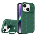 For iPhone 14 Lens Frame Holder MagSafe PC Hybrid TPU Phone Case(Deep Green) - 1
