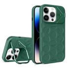 For iPhone 14 Pro Max Lens Frame Holder MagSafe PC Hybrid TPU Phone Case(Deep Green) - 1