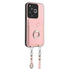 For Xiaomi Redmi Turbo 3 R20 Crossbody Rope Ring Card Holder Phone Case(Pink) - 2