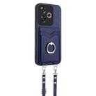 For Xiaomi Redmi Turbo 3 R20 Crossbody Rope Ring Card Holder Phone Case(Blue) - 2