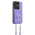 For Xiaomi Redmi Turbo 3 R20 Crossbody Rope Ring Card Holder Phone Case(Purple) - 2