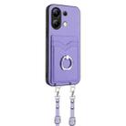 For Xiaomi Redmi Note 13 4G Global R20 Crossbody Rope Ring Card Holder Phone Case(Purple) - 2