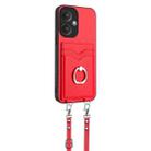 For Xiaomi Redmi 13C 5G / 13R R20 Crossbody Rope Ring Card Holder Phone Case(Red) - 2