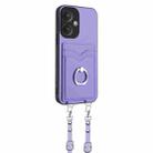 For Xiaomi Redmi 13C 5G / 13R R20 Crossbody Rope Ring Card Holder Phone Case(Purple) - 2