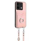 For Xiaomi Redmi Note 13 Pro 5G R20 Crossbody Rope Ring Card Holder Phone Case(Pink) - 2